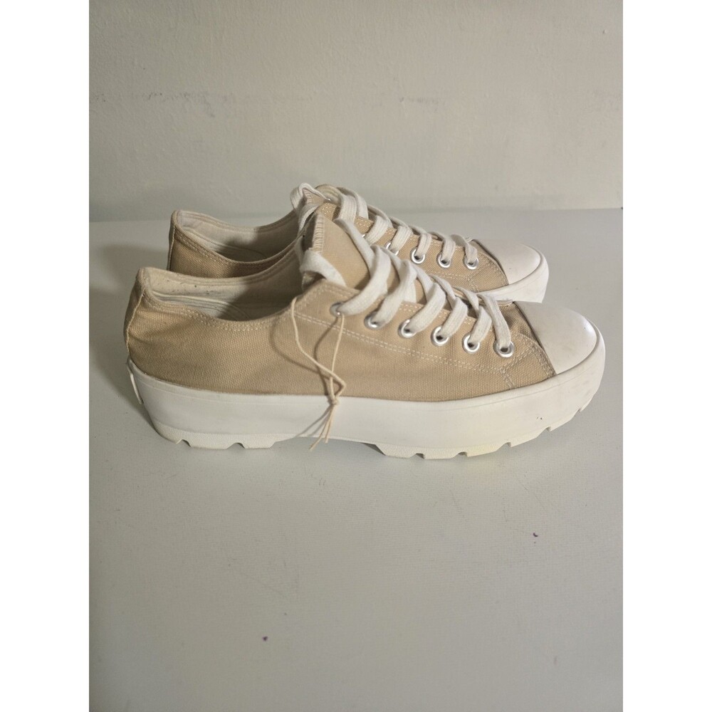 Sincerely Jules Vasco Tan Canvas Platform Sneakers Sz 9M - Picture 3 of 8